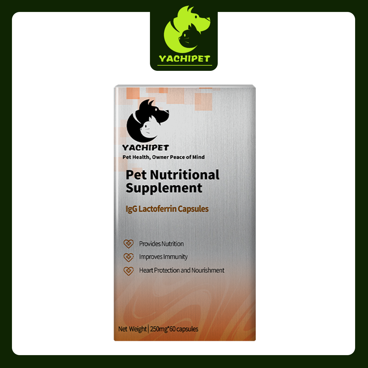 YACHIPET Pet Nutritional Supplement – IgG Lactoferrin Capsules (60 Capsules, 250mg)