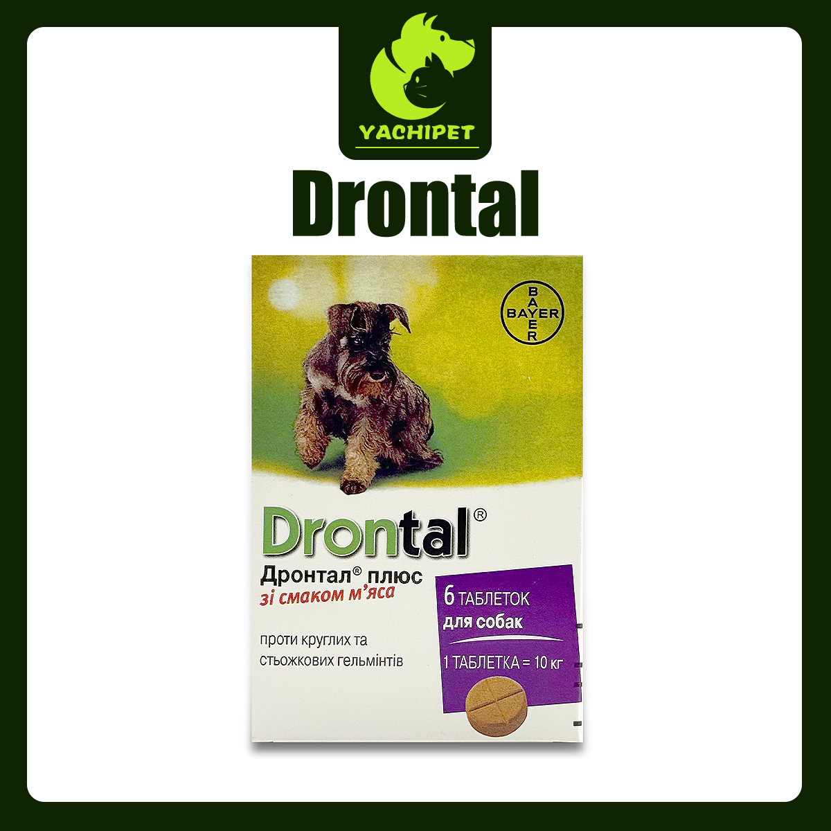Drontal Plus Chewable Tablets for Dogs, 6 Tablets (10 kg)