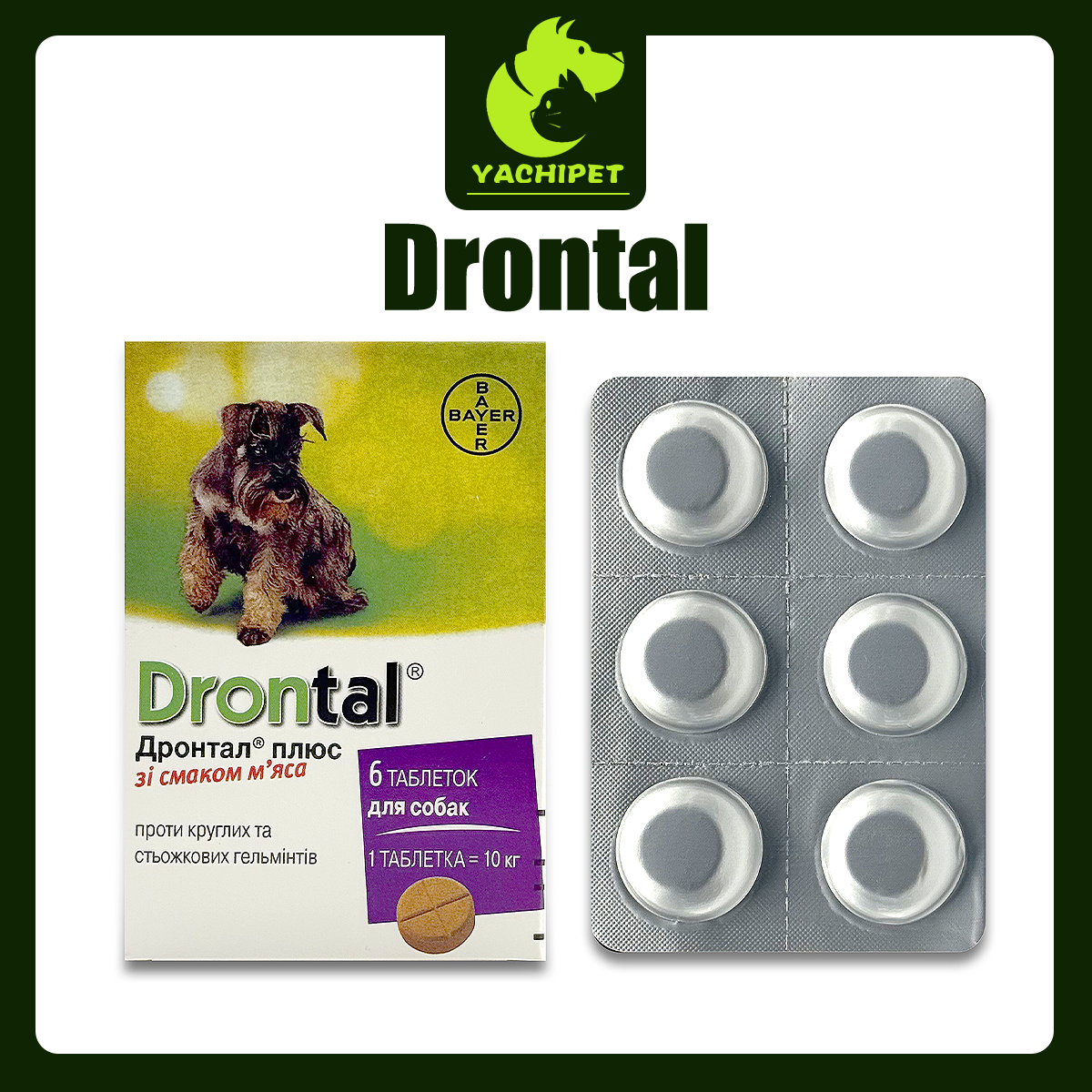Drontal Plus Chewable Tablets for Dogs, 6 Tablets (10 kg)