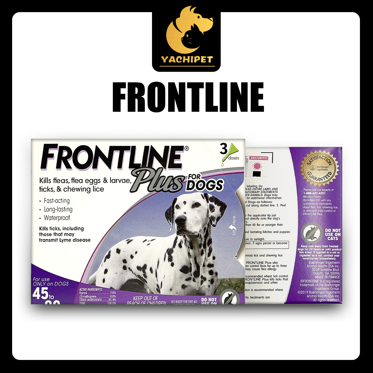 Frontline Plus for Dogs (45-88 lbs) – Long-Lasting Outdoor Companion Support – 3 Doses