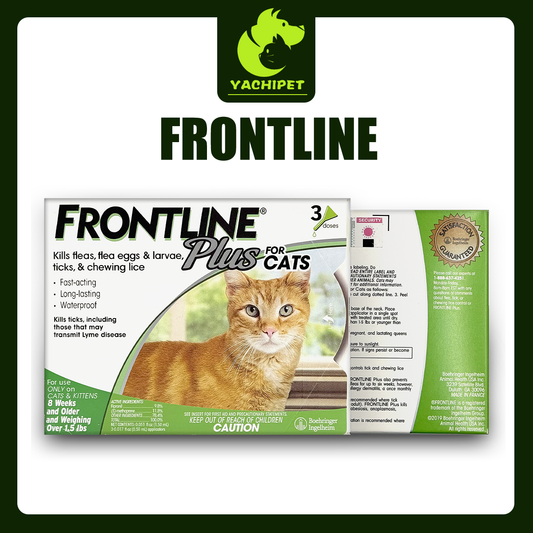 Frontline Plus for Cats (Over 1.5 lbs) – Flea & Tick Support Formula – 3 Doses